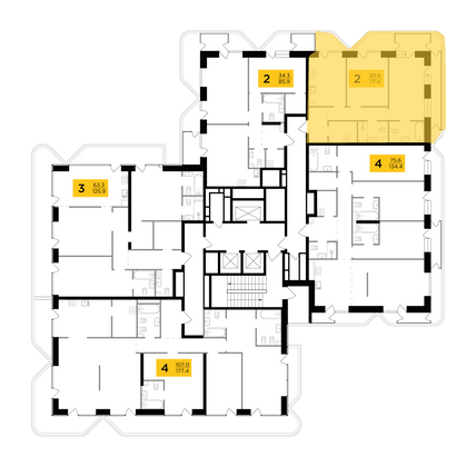 Продажа 2-комнатной квартиры 77,4 м², 18/19 этаж