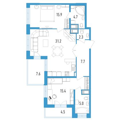 Продажа 2-комнатной квартиры 88,3 м², 10/18 этаж