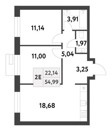 Продажа 2-комнатной квартиры 55 м², 3/16 этаж