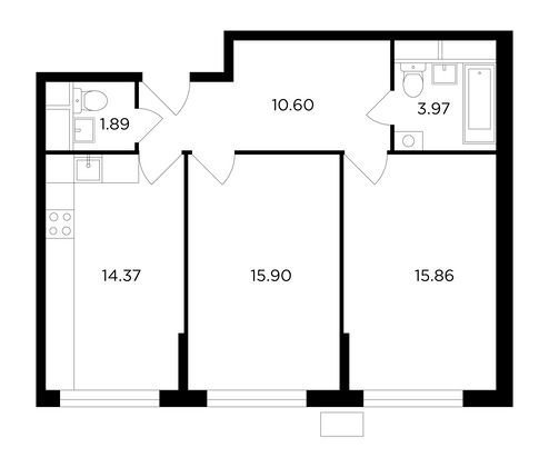 Продажа 2-комнатной квартиры 62,6 м², 1/8 этаж
