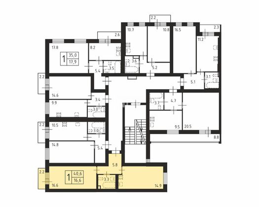 Продажа 1-комнатной квартиры 40,6 м², 4/4 этаж
