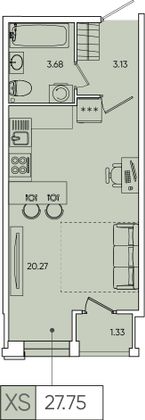 27,2 м², студия, 1/13 этаж