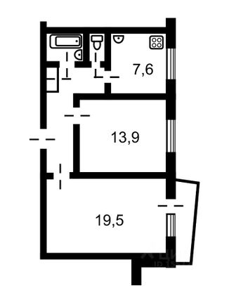 Продажа 2-комнатной квартиры 52,6 м², 6/9 этаж