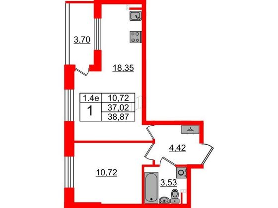 Продажа 1-комнатной квартиры 37 м², 3/5 этаж