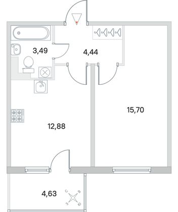 Продажа 1-комнатной квартиры 37,9 м², 3/5 этаж