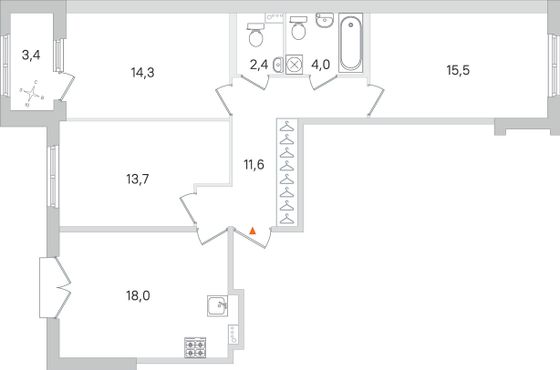 Продажа 3-комнатной квартиры 81,2 м², 2/4 этаж