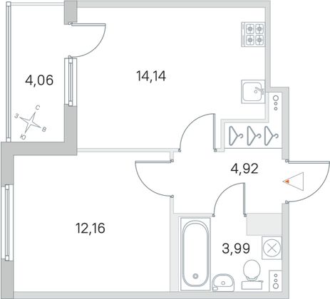 Продажа 1-комнатной квартиры 37,2 м², 3/4 этаж