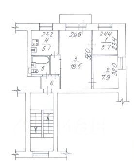 Продажа 3-комнатной квартиры 44 м², 3/5 этаж