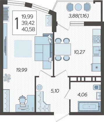 Продажа 2-комнатной квартиры 51,9 м², 9/14 этаж