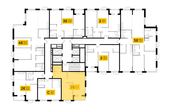 Продажа 2-комнатной квартиры 53,7 м², 25/27 этаж