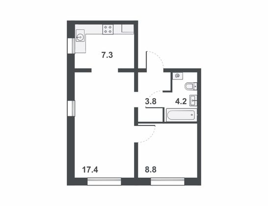 Продажа 2-комнатной квартиры 41,5 м², 12/16 этаж