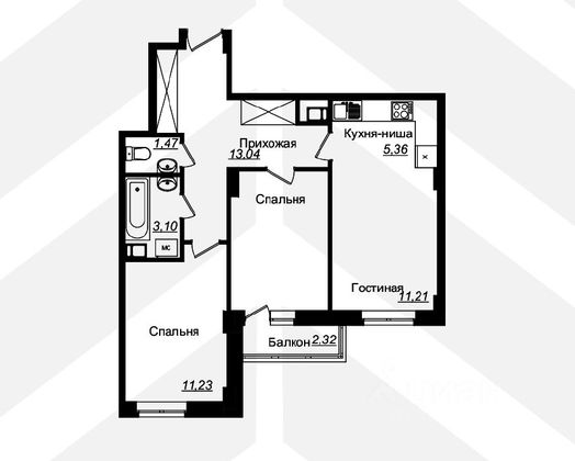 Продажа 3-комнатной квартиры 57,8 м², 3/17 этаж