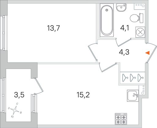 Продажа 1-комнатной квартиры 39 м², 1/4 этаж