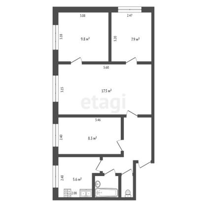 Продажа 4-комнатной квартиры 59,2 м², 1/5 этаж