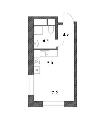 Продажа квартиры-студии 25 м², 10/19 этаж