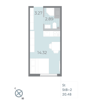 Продажа квартиры-студии 20,5 м², 15/15 этаж