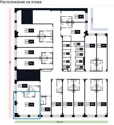 Продажа квартиры со свободной планировкой 37,9 м², 4/8 этаж
