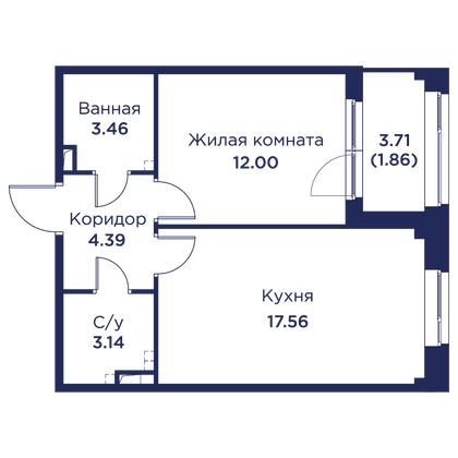 Продажа 1-комнатной квартиры 40,5 м², 1/5 этаж