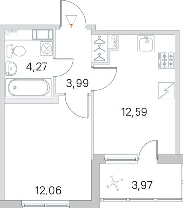 Продажа 1-комнатной квартиры 34,9 м², 4/5 этаж