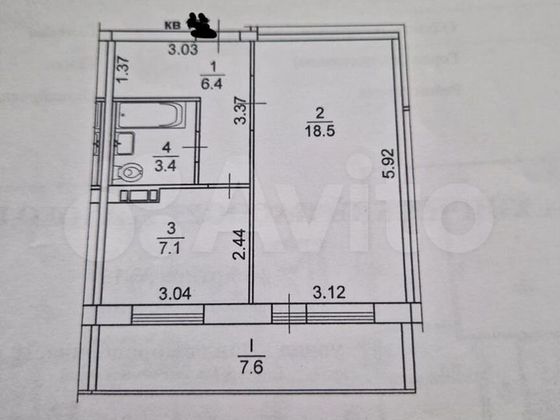 Продажа 1-комнатной квартиры 43,5 м², 10/10 этаж