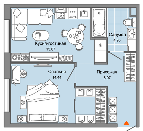 Продажа 1-комнатной квартиры 41 м², 1/9 этаж