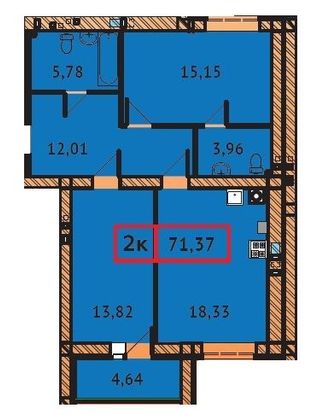 Продажа 2-комнатной квартиры 71,4 м², 1/9 этаж