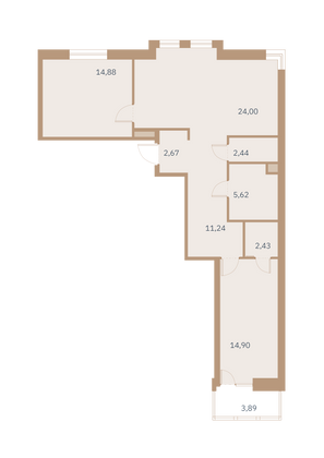 Продажа 2-комнатной квартиры 77,4 м², 3/12 этаж