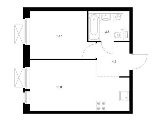 Продажа 1-комнатной квартиры 35,5 м², 20/21 этаж