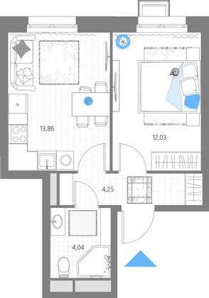Продажа 1-комнатной квартиры 34,2 м², 25/29 этаж
