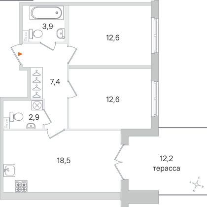 Продажа 2-комнатной квартиры 61,6 м², 1/4 этаж