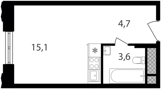 Продажа квартиры-студии 23,4 м², 24/30 этаж