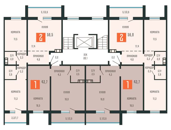 Продажа 2-комнатной квартиры 58,5 м², 2/10 этаж