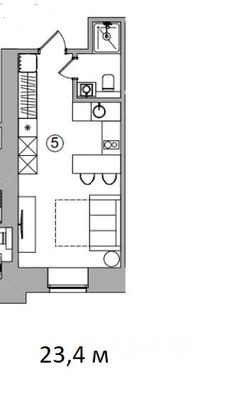 Продажа квартиры-студии 23,4 м², 1/4 этаж