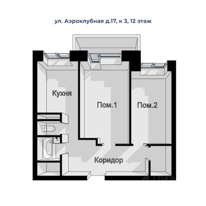 Продажа 2-комнатной квартиры 64,5 м², 12/17 этаж