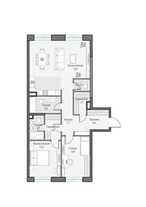 Продажа 3-комнатной квартиры 96,1 м², 2/28 этаж