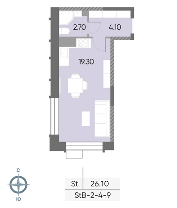 Продажа квартиры-студии 26,1 м², 8/30 этаж