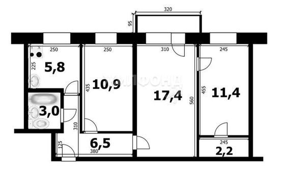 Продажа 3-комнатной квартиры 57,2 м², 3/4 этаж