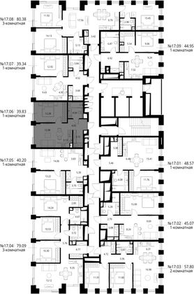 Продажа 1-комнатной квартиры 39,8 м², 17/26 этаж