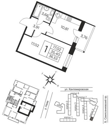 Продажа 1-комнатной квартиры 35,4 м², 11/12 этаж