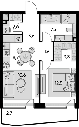 Продажа 2-комнатной квартиры 53,4 м², 14/22 этаж