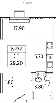 Продажа квартиры-студии 29,2 м², 9/20 этаж