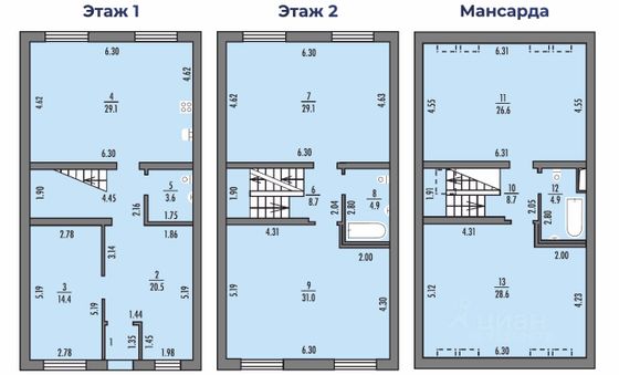 Продажа дома, 211,6 м², с участком 1 сотка