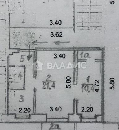 Продажа 2-комнатной квартиры 44,5 м², 7/9 этаж