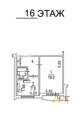 Продажа 1-комнатной квартиры 37 м², 16/17 этаж