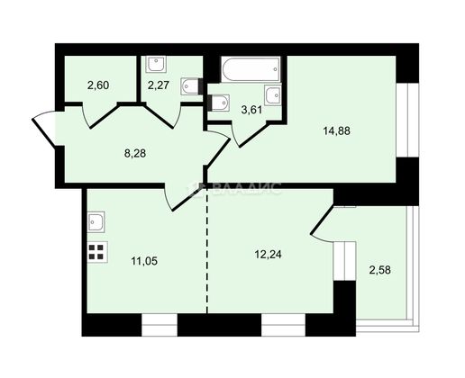 Продажа 2-комнатной квартиры 58 м², 10/19 этаж