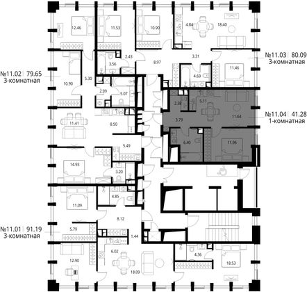 Продажа 1-комнатной квартиры 41,3 м², 11/19 этаж