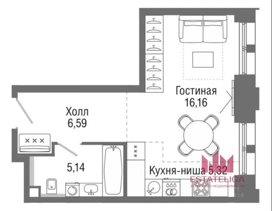 Продажа 1-комнатной квартиры 33,5 м², 20/36 этаж