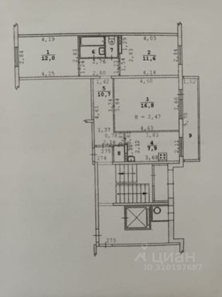 Продажа 3-комнатной квартиры 63,7 м², 1/9 этаж