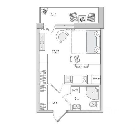 Продажа квартиры-студии 29,2 м², 9/17 этаж