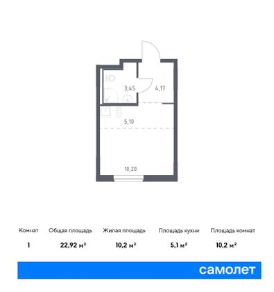 22,9 м², студия, 2/8 этаж